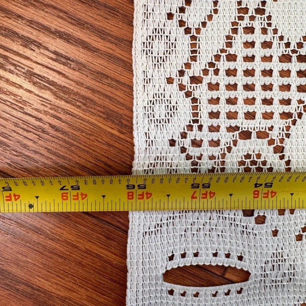 Vintage White Lace Table Runner Fruit Cottagecore Scalloped Edge 57 Inch